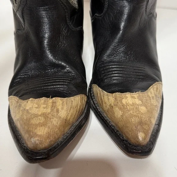 Tony Lama Vintage Black Leather Snake Cowboy Boots - Picture 9 of 17